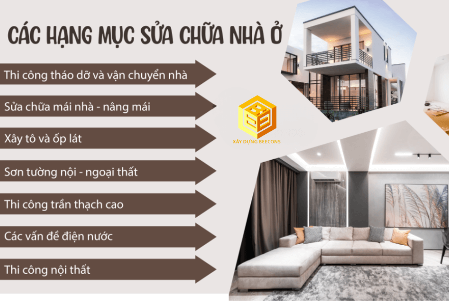 những hạng mục cần phải cải tạo, sửa chữa