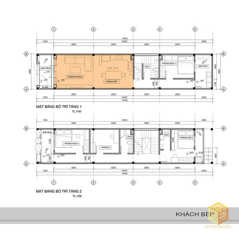 Mặt bằng bố trí chi tiết công năng các tầng