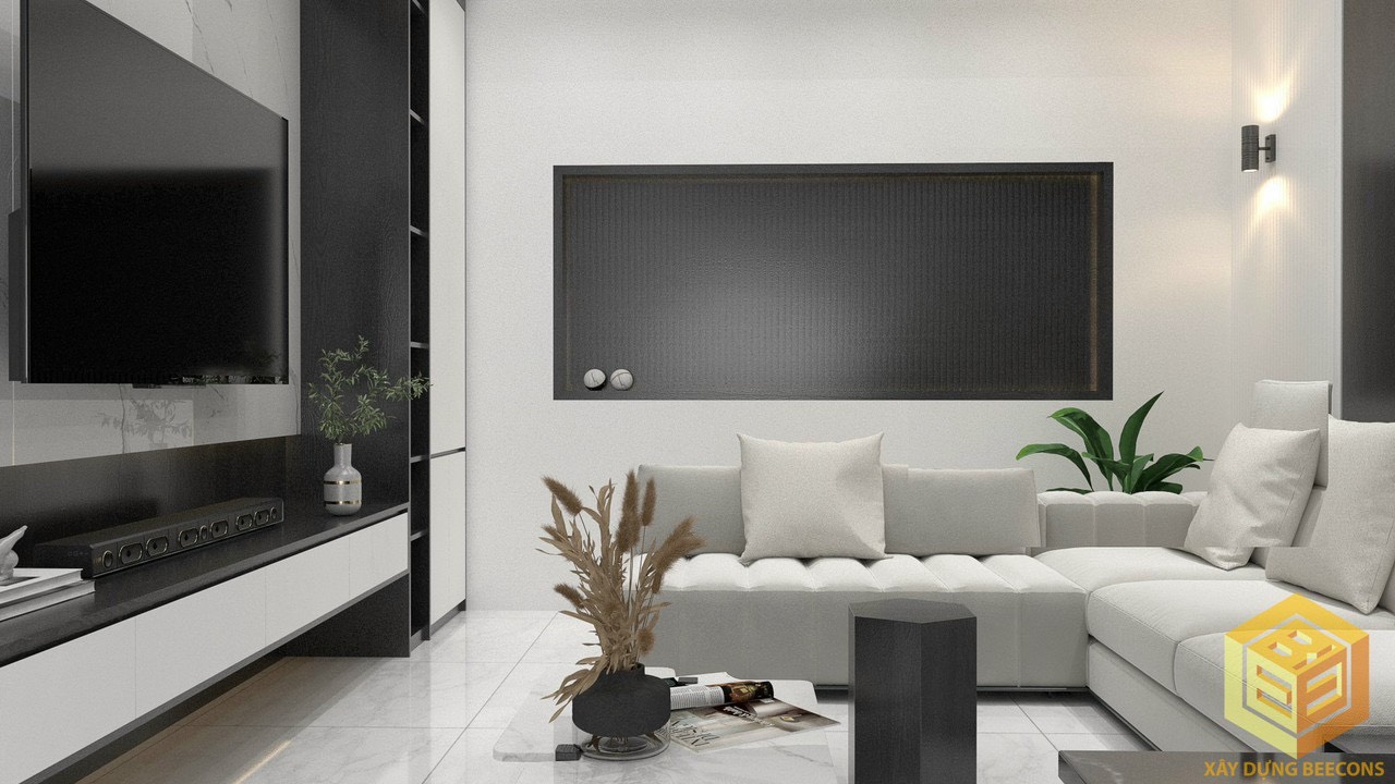 Phòng khách tông màu trắng - đen sang trọng bất chấp thời gian